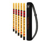 Sarfuddin Flutes 5 Straight Bansuri Combo Set Medium Scale- ( C, C#, D, D# & E Medium ) Tuned 440hz Handmade Traditional Bamboo Flutes With Carry Bag
