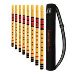Sarfuddin Flutes 8 Straight Bansuri Combo Set Medium Scale- ( C, C#, D, D#, E, F, F# & G Medium ) Tuned 440hz Handmade Traditional Bamboo Flutes With Carry Bag