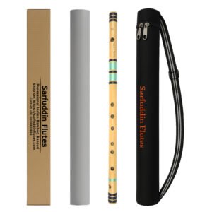 Sarfuddin Flutes A Sharp Base Bansuri 22 inches Premium Quality Tuned 440hz Bamboo Handmade Traditional Flute With Carry Bag