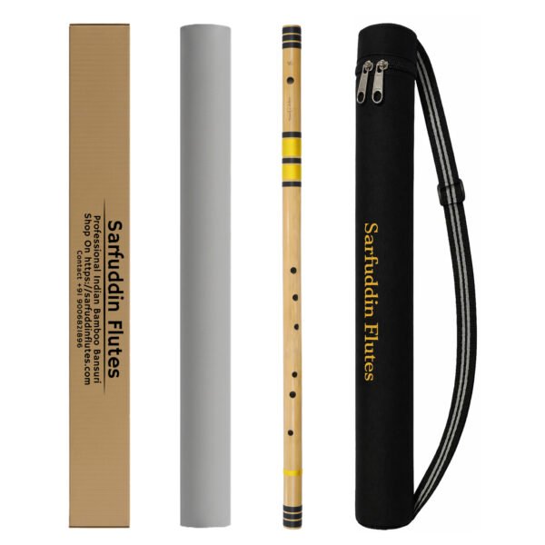 Sarfuddin Flutes C Natural Base Bansuri 36 inches Premium Quality Bamboo Handmade Traditional Flute Tuned 440Hz With Carry Bag