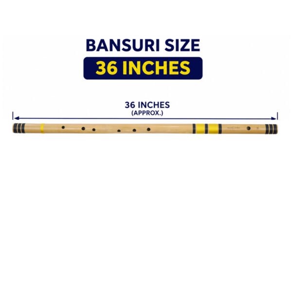 Sarfuddin Flutes C Natural Base Bansuri 36 inches Premium Quality Bamboo Handmade Traditional Flute Tuned 440Hz With Carry Bag