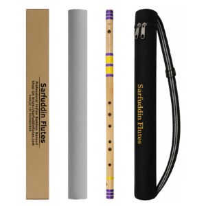 Sarfuddin Flutes F Sharp Base Bansuri 27 inches Premium Quality Bamboo Handmade Traditional Flute Tuned 440hz With Carry Bag