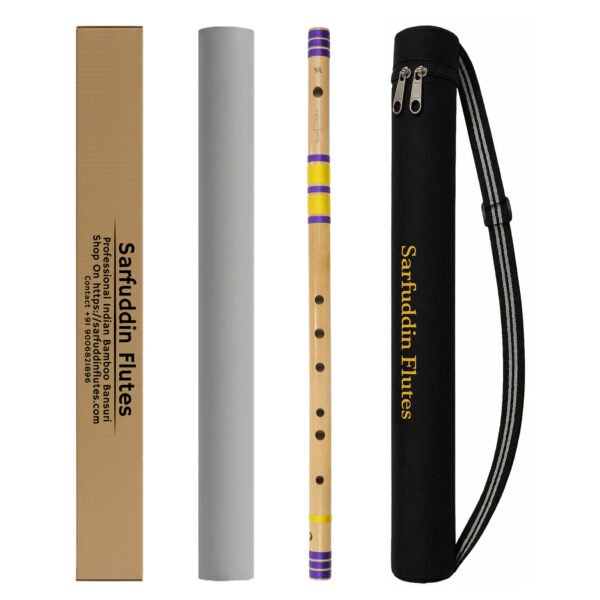 F SHARP BASE BANSURI Sarfuddin Flutes F Sharp Base Bansuri 27 inches Premium Quality Bamboo Handmade Traditional Flute Tuned 440hz With Carry Bag