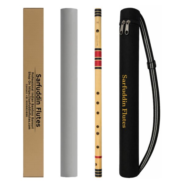 G BASE Sarfuddin Flutes G Natural Base Bansuri 25 inches Premium Quality Bamboo Handmade Traditional Flute Tuned 440hz With Carry Bag