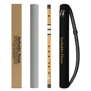 Sarfuddin Flutes G Sharp Base Bansuri 24 inches Premium Quality Bamboo Handmade Traditional Flute Tuned 440hz With Carry Bag
