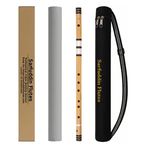 Sarfuddin Flutes G Sharp Base Bansuri 24 inches Premium Quality Bamboo Handmade Traditional Flute Tuned 440hz With Carry Bag