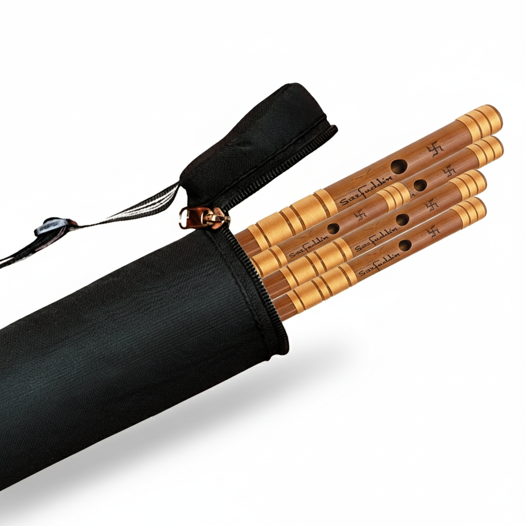 Gemini_Generated_Image_v4buk2v4buk2v4bu Sarfuddin Flutes 13 Bansuri Combo Set Premium Quality Oil Treated Fry Bamboo Handmade Traditional Flutes Tuned 440hz With Case