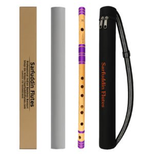 Sarfuddin Flutes B Natural Base Bansuri 21 inches Premium Quality Bamboo Handmade Traditional Flute Tuned 440hz With Carry Bag