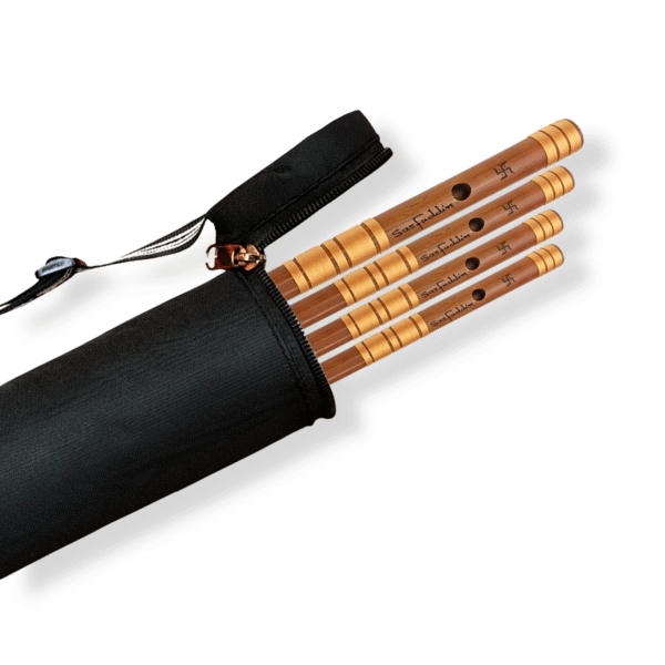 Sarfuddin Flutes 4 Bansuri Combo Set (E,G,C & C Sharp) Oil Treated Fry Bamboo Flutes With Carry Bag