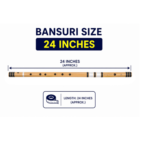 Sarfuddin Flutes G Sharp Base Bansuri 24 inches Premium Quality Bamboo Handmade Traditional Flute Tuned 440hz With Carry Bag
