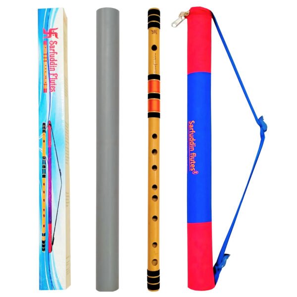 carnatic pipe Sarfuddin Flutes B Natural Base Carnatic Size 24 Inches Bansuri Bamboo Handmade Traditional Flute Shruti 7 With Carry Bag