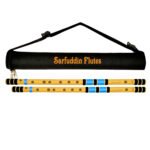 Sarfuddin Flutes Bansuri Combo Set Medium Scale E Base & C Natural Medium Clearance Sale Bamboo Handmade Traditional Flutes Tuned 440hz With Carry Bag