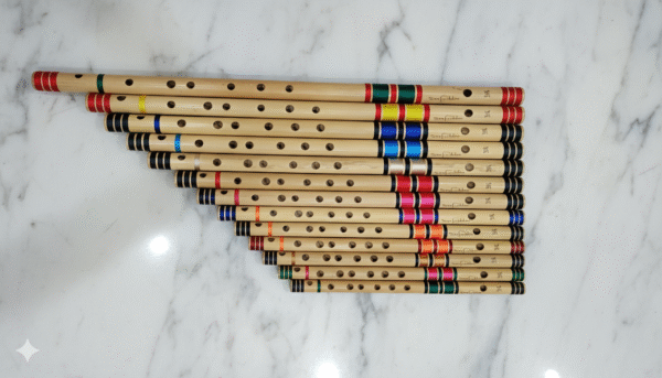 Gemini_Generated_Image_gww9kpgww9kpgww9 Sarfuddin Flutes 13 Bansuri Combo Set Premium Quality Bamboo Handmade Traditional Flutes Tuned 440hz With Semi Hard Case