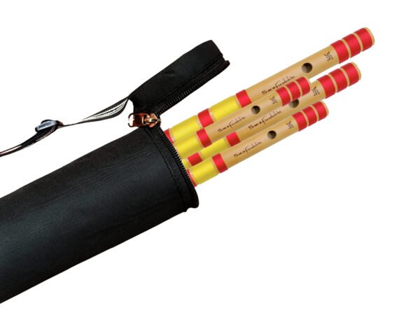 Sarfuddin Flutes 4 Bansuri Combo Set ( E Base, G Base, C Medium & C Sharp Medium ) Bamboo Handmade Traditional Flutes Tuned 440hz With Bag