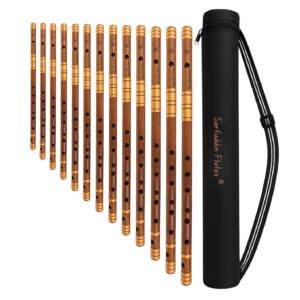 Sarfuddin Flutes 13 Bansuri Combo Set Premium Quality Oil Treated Fry Bamboo Handmade Traditional Flutes Tuned 440hz With Case