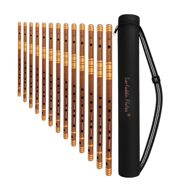 13 flutes fry Sarfuddin Flutes 13 Bansuri Combo Set Premium Quality Oil Treated Fry Bamboo Handmade Traditional Flutes Tuned 440hz With Case