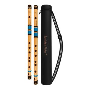2 basuri combo set Sarfuddin Flutes 2 Medium Bansuri Combo Set Scale ( C Medium 19 Inches & C Sharp Medium 18 Inches ) Premium Quality Bamboo Handmade Traditional Tuned 440hz With Carry Bag