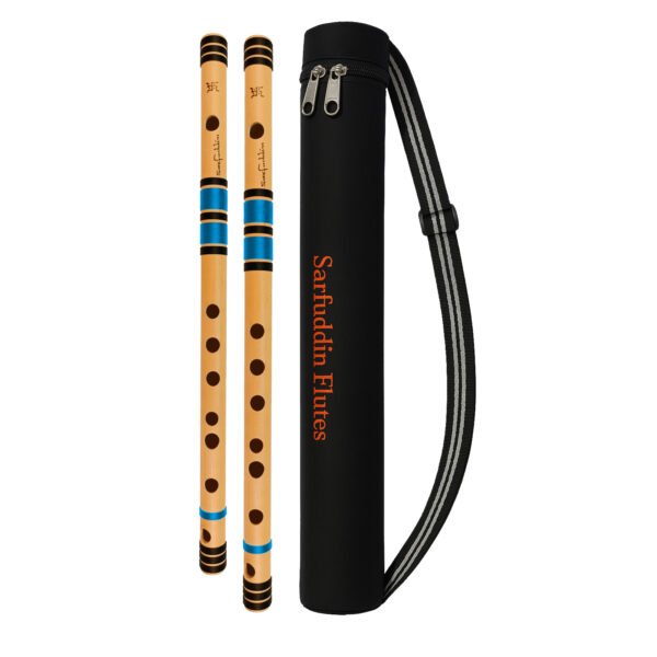 Sarfuddin Flutes 2 Medium Bansuri Combo Set Scale ( C Medium 19 Inches & C Sharp Medium 18 Inches ) Premium Quality Bamboo Handmade Traditional Tuned 440hz With Carry Bag