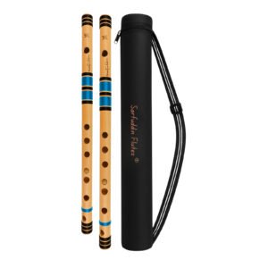 Sarfuddin Flutes 2 Medium Bansuri Combo Set Scale ( C Medium 19 Inches & C Sharp Medium 18 Inches ) Premium Quality Bamboo Handmade Traditional Tuned 440hz With Carry Bag