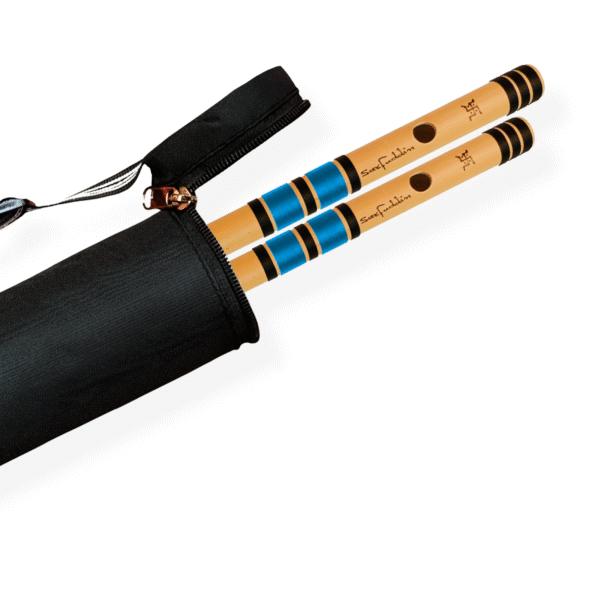 Sarfuddin Flutes 2 Medium Bansuri Combo Set Scale ( C Medium 19 Inches & C Sharp Medium 18 Inches ) Premium Quality Bamboo Handmade Traditional Tuned 440hz With Carry Bag