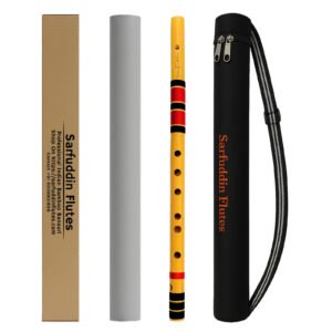 Sarfuddin Flutes F Medium 14 Inches Straight Blow Fipple Bamboo Handmade Traditional Flute Bansuri with carry bag