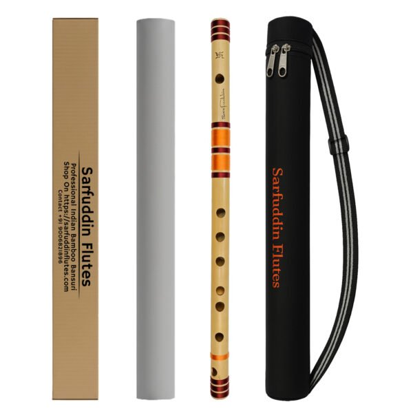 Sarfuddin Flutes (5)11 Sarfuddin Flutes F Sharp Medium Bansuri 14 inches Premium Quality Bamboo Handmade Traditional Flute Tuned 440hz With Carry Bag