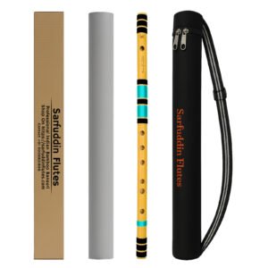 Sarfuddin Flutes A Sharp Base Bansuri 22 inches Premium Quality Tuned 440hz Bamboo Handmade Traditional Flute With Carry Bag