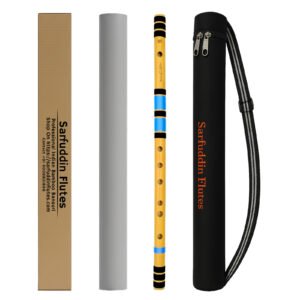 Sarfuddin Flutes C Sharp Medium Bansuri 18 inches Premium Quality Bamboo Handmade Traditional Flute Tuned 440Hz With Carry Bag