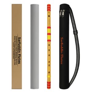 Sarfuddin Flutes C Natural Base Bansuri 36 inches Premium Quality Bamboo Handmade Traditional Flute Tuned 440Hz With Carry Bag