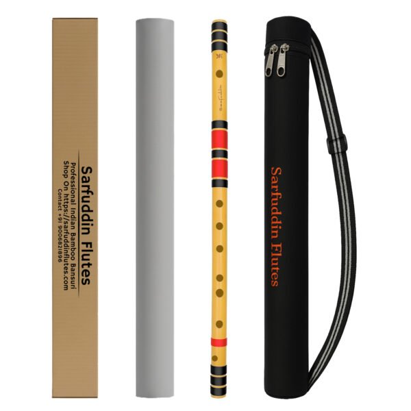 Sarfuddin Flutes G Natural Base Bansuri 25 inches Premium Quality Bamboo Handmade Traditional Flute Tuned 432hz With Carry Bag