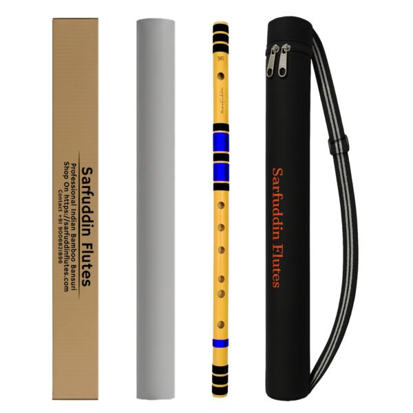 Sarfuddin Flutes F Natural Base Bansuri 28.5 inches Premium Quality Bamboo Handmade Traditional Flute Tuned 440hz With Carry Bag