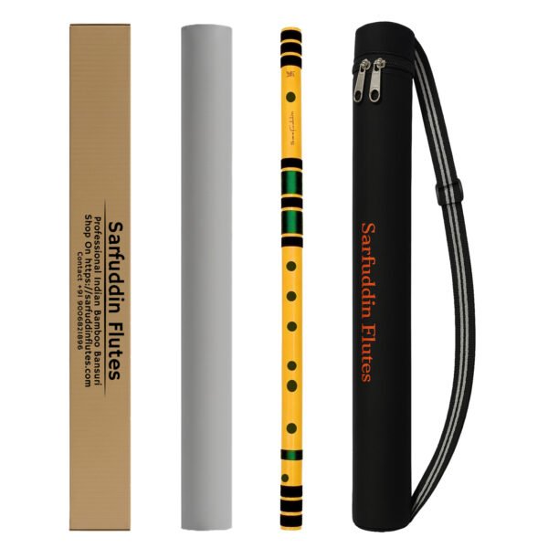 Sarfuddin Flutes C Natural Medium Bansuri 19 inches Premium Quality Tuned 440hz Bamboo Handmade Traditional Flute With Carry Bag