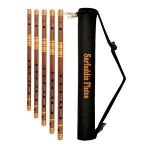 Sarfuddin Flutes 5 Medium Bansuri Combo Set ( C,C Sharp, D, D Sharp, E ) Oil Treated Fry Bamboo Flutes With Carry Bag