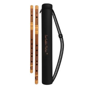Sarfuddin Flutes 2 Bansuri Combo Set (G Natural Base & C Natural Medium) Right Hand Oil Treated Fry Bamboo Flutes With Carry Bag