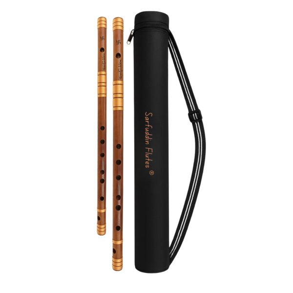 Untitled-1-copy copy.jpghhhhIII Sarfuddin Flutes 2 Bansuri Combo Set (G Natural Base & C Natural Medium) Right Hand Oil Treated Fry Bamboo Flutes With Carry Bag