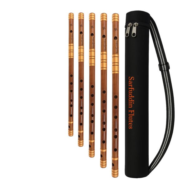Untitled-1 copy.jpgkkkkk Sarfuddin Flutes 5 Medium Bansuri Combo Set ( C,C Sharp, D, D Sharp, E ) Oil Treated Fry Bamboo Flutes With Carry Bag