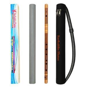 Sarfuddin Flutes C Sharp Medium 18 Inches Oil Treated Fry Bamboo Handmade Traditional Flute Bansuri Tuned 440Hz With Carry Bag