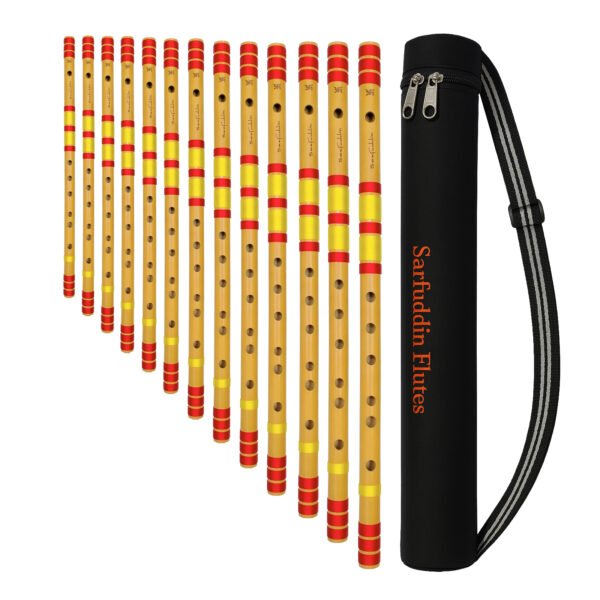 13 flutes ref Sarfuddin Flutes 13 Bansuri Combo Set (G Base - G Medium) Clearance Sale Bamboo Flutes Handmade Traditional Tuned 440hz With Bag