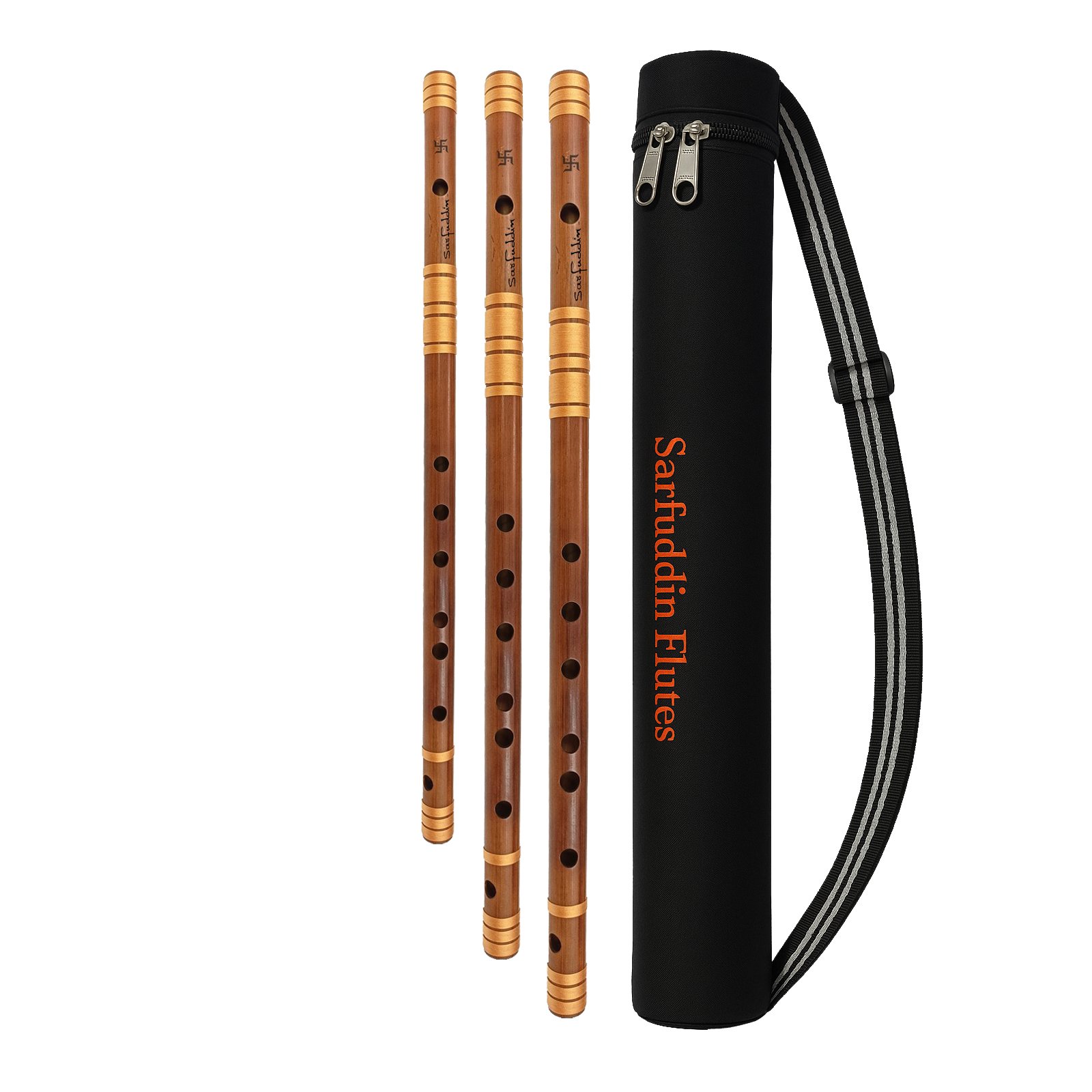 Besson Flute Sarfuddin Flutes 3 Bansuri Combo Set ( E Base, F Base & G Base) Oil ...