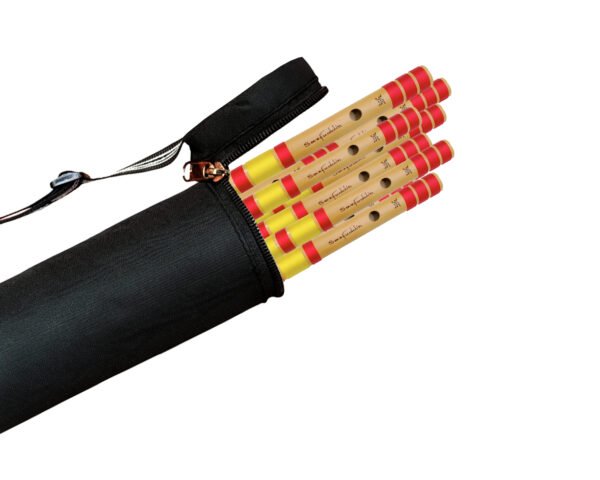 red+yellow set Sarfuddin Flutes 13 Bansuri Combo Set (G Base - G Medium) Clearance Sale Bamboo Flutes Handmade Traditional Tuned 440hz With Bag