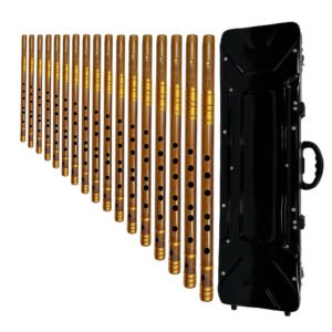 Sarfuddin Flutes 17 Straight Bansuri Combo Set ( E,F,F#,G,G#,A,A#,B,C,C#,D,D#,E,F,F#,G & G# ) Tuned 440hz Handmade Traditional Fry Bamboo Flutes With Hard Case