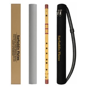 Sarfuddin Flutes A Natural Base Bansuri 23 inches Premium Quality Tuned 440hz Bamboo Handmade Traditional Flute With Carry Bag