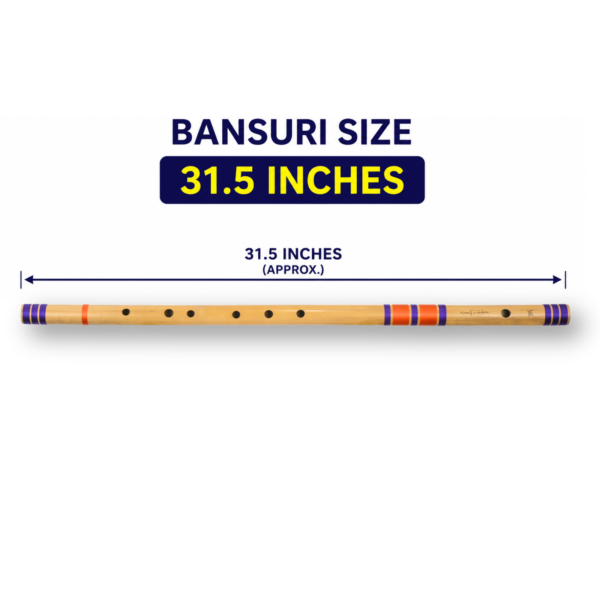 Sarfuddin Flutes D Sharp Base Bansuri 31.5 inches Premium Quality Bamboo Handmade Traditional Flute Tuned 440hz With Carry Bag