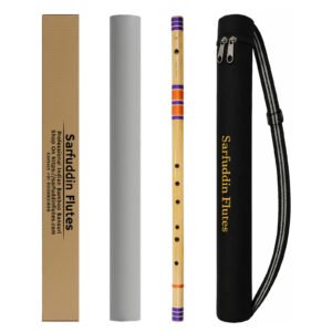 Sarfuddin Flutes D Sharp Base Bansuri 31.5 inches Premium Quality Bamboo Handmade Traditional Flute Tuned 440hz With Carry Bag