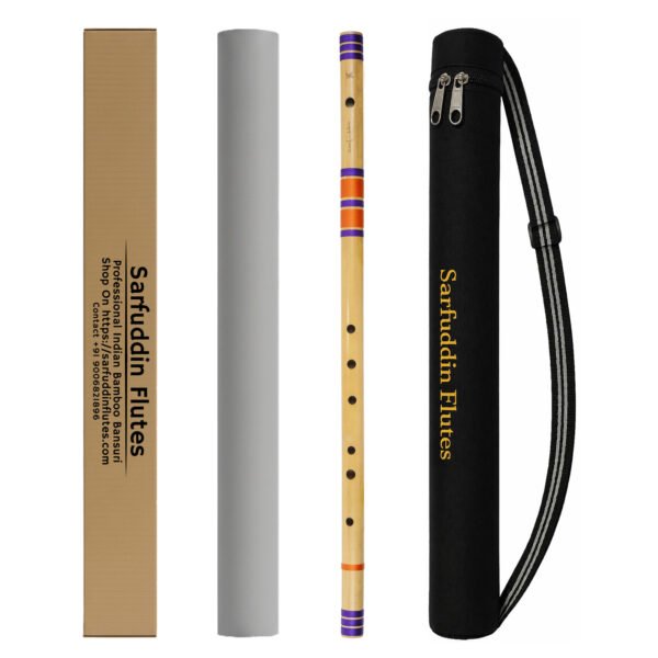 Sarfuddin Flutes D Sharp Base Bansuri 31.5 inches Premium Quality Bamboo Handmade Traditional Flute Tuned 440hz With Carry Bag